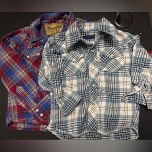 Wrangler Kids Plaid Button-Up Shirts - Red/Blue and White/Blue